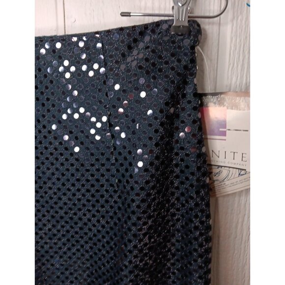 Vtg Granite Women's 8 Black Mirror Sparkle Skirt Knee Length Lined USA Made NWT - Picture 2 of 8
